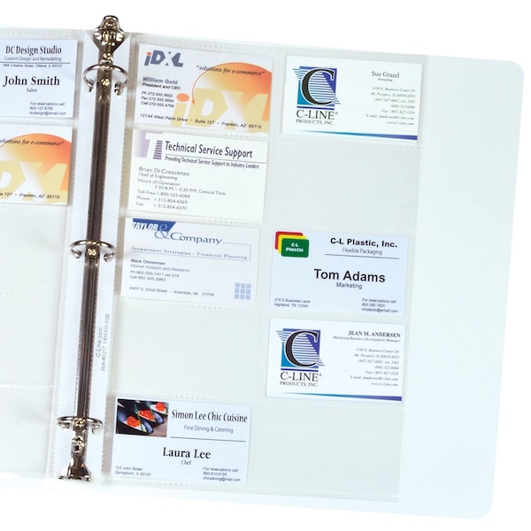 C-Line Products Business Card Holder, Poly without Tabs, Holds 20 CardsPage, 11 14 x 8 18, 50PK 61217-BX - main